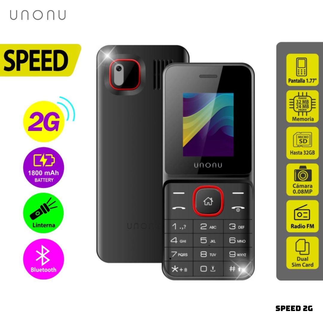 CELULAR BASICO UNONU SPEED 2G DUAL SIM NEGRO